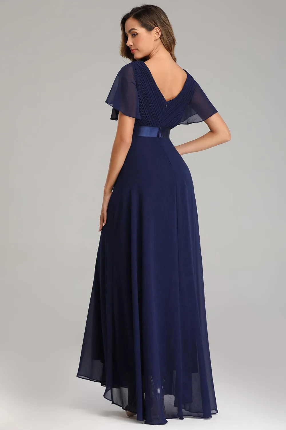 Ruffles Sleeve Pleats Chiffon Bridesmaid Dresses