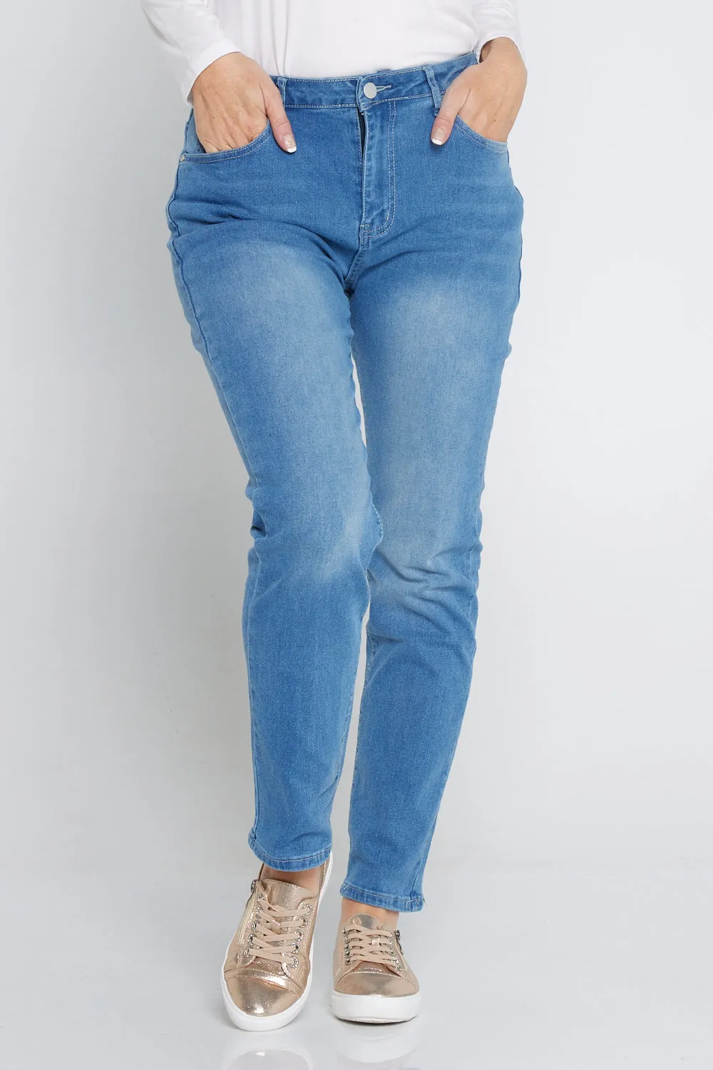 Savannah Cotton Jeans - Mid Denim