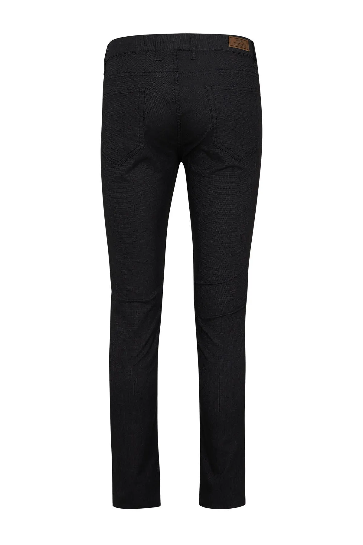 Slim Fit Micro-Dot Low Waist Black Cotton Casual Pants