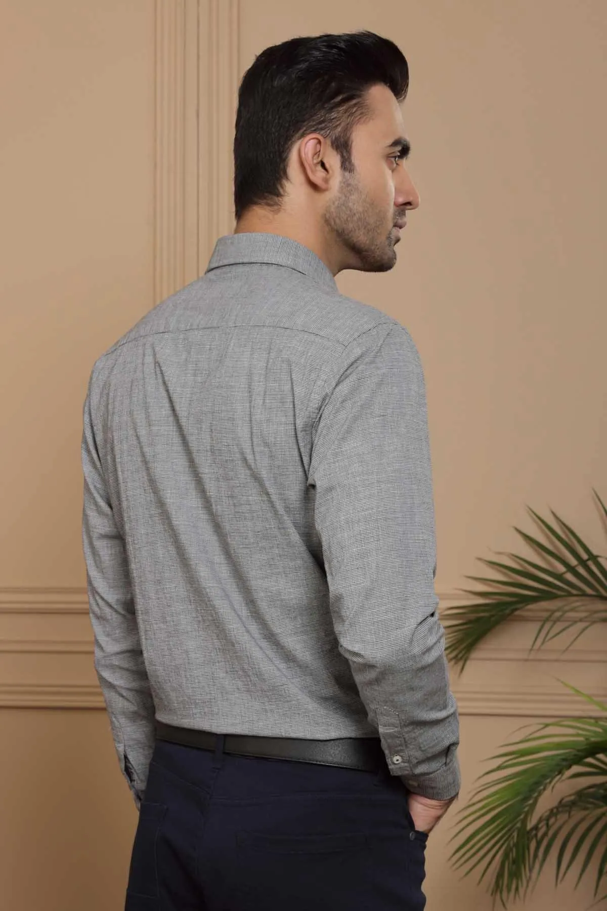 SMART SHIRT FULL SLEEVE SLIM FIT BLACK GREY