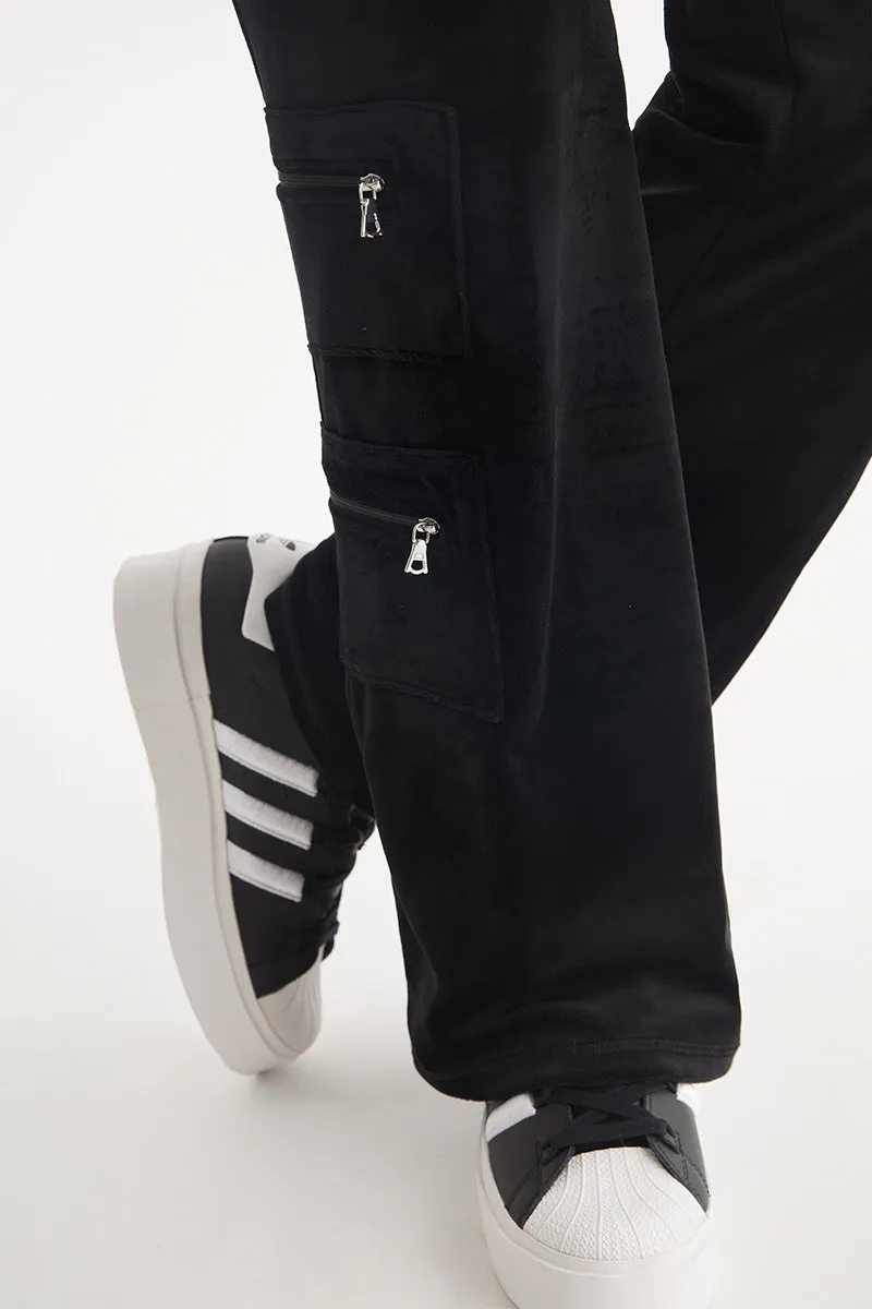 Snap Pocket Velour Cargo Pants