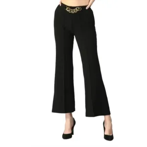 WOMAN CLASSIC BLACK HIGH-RIST LOOSE FIT JEANS TROUSER