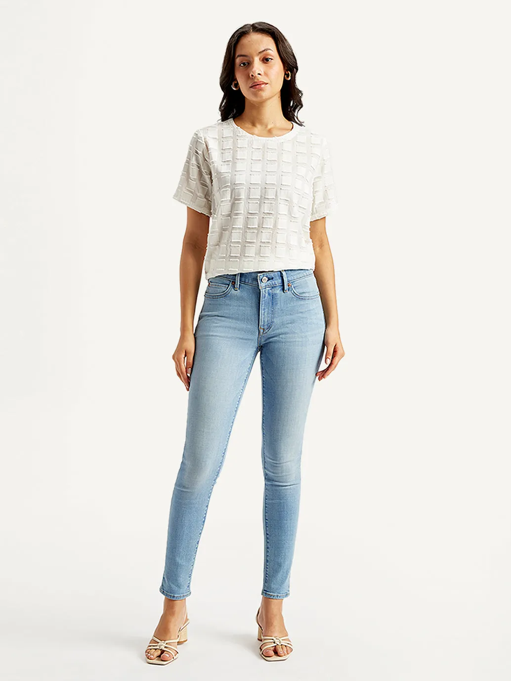 Women's Mid Rise 711 Skinny Light Blue Jeans